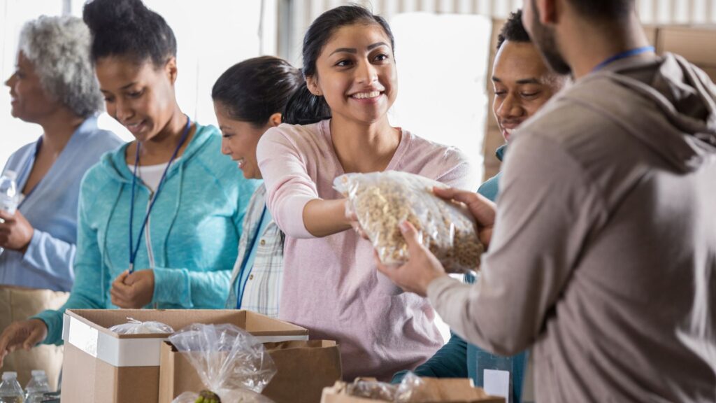 Local volunteer at food shelter